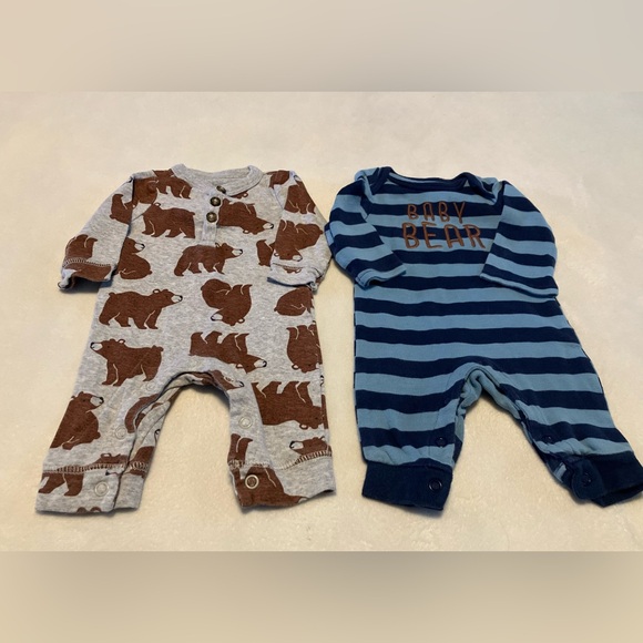 Carter's Other - Carter's Brown Bear and Blue Striped Rompers